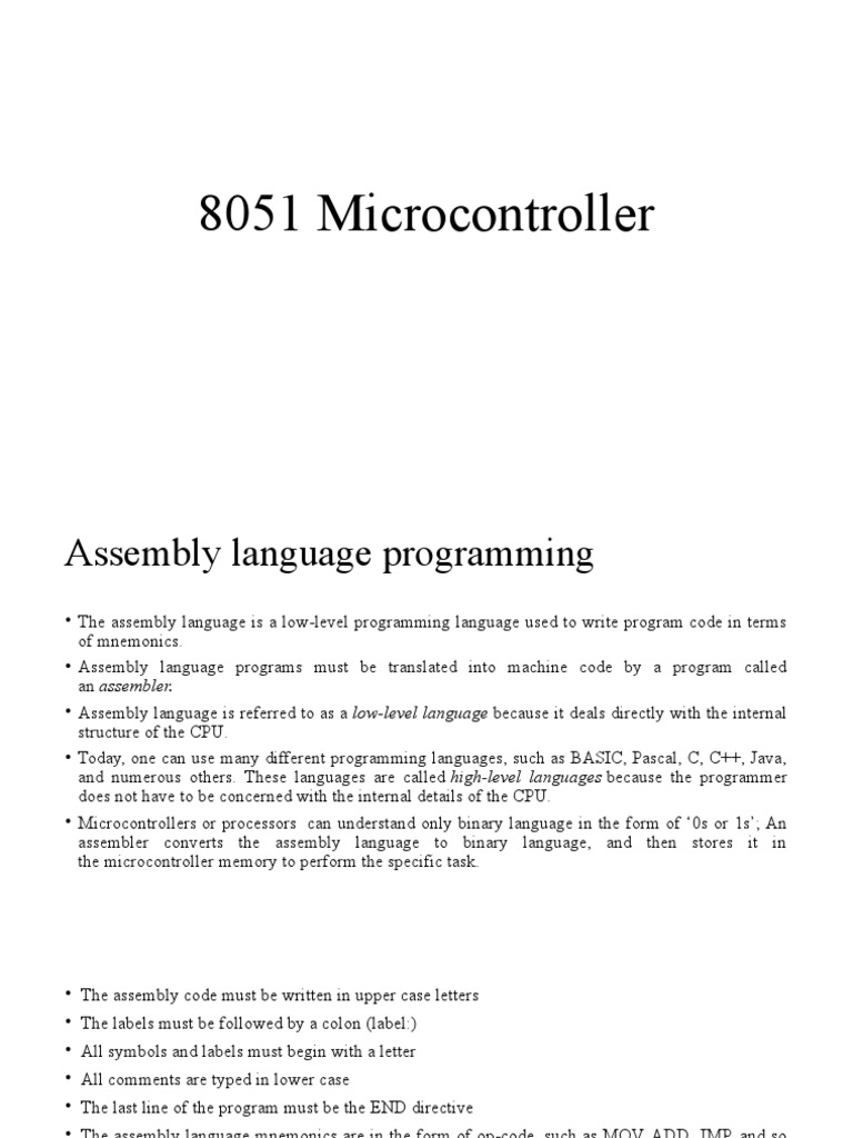 8051 Microcontroller | PDF | Assembly Language | Central Processing Unit
