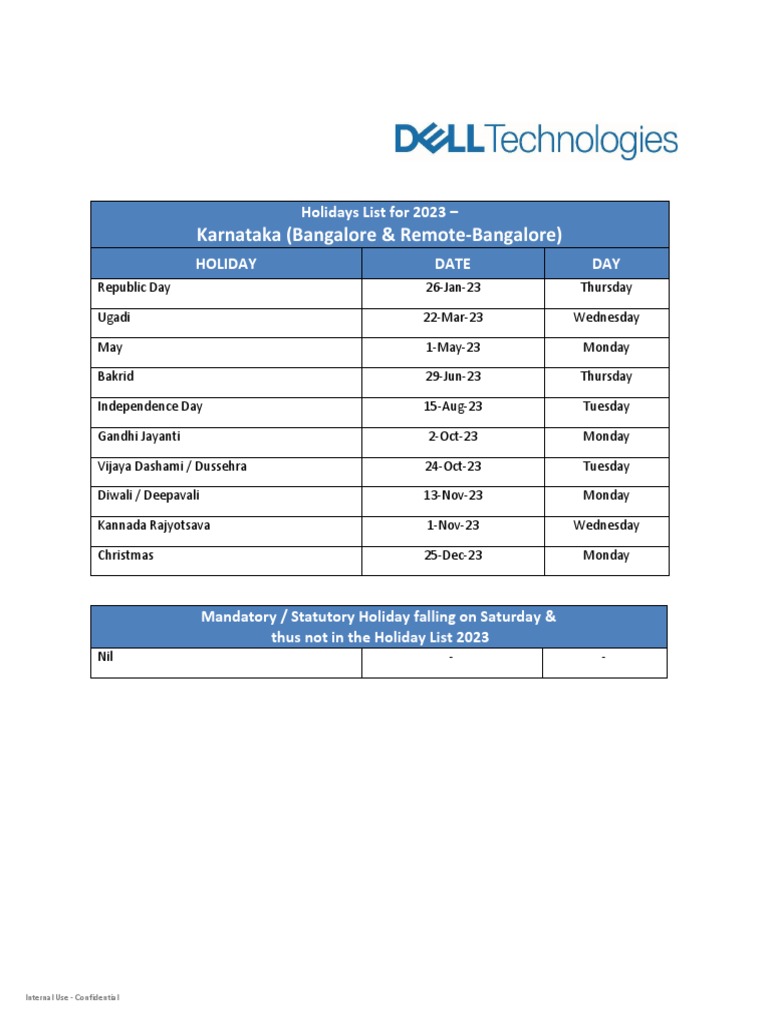 Holidays Karnataka PDF