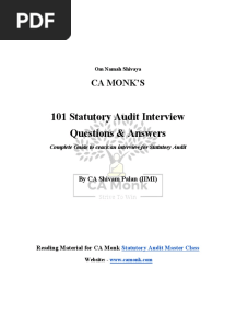 101 Statutory Audit Interview Questions & Answers: Ca Monk'S