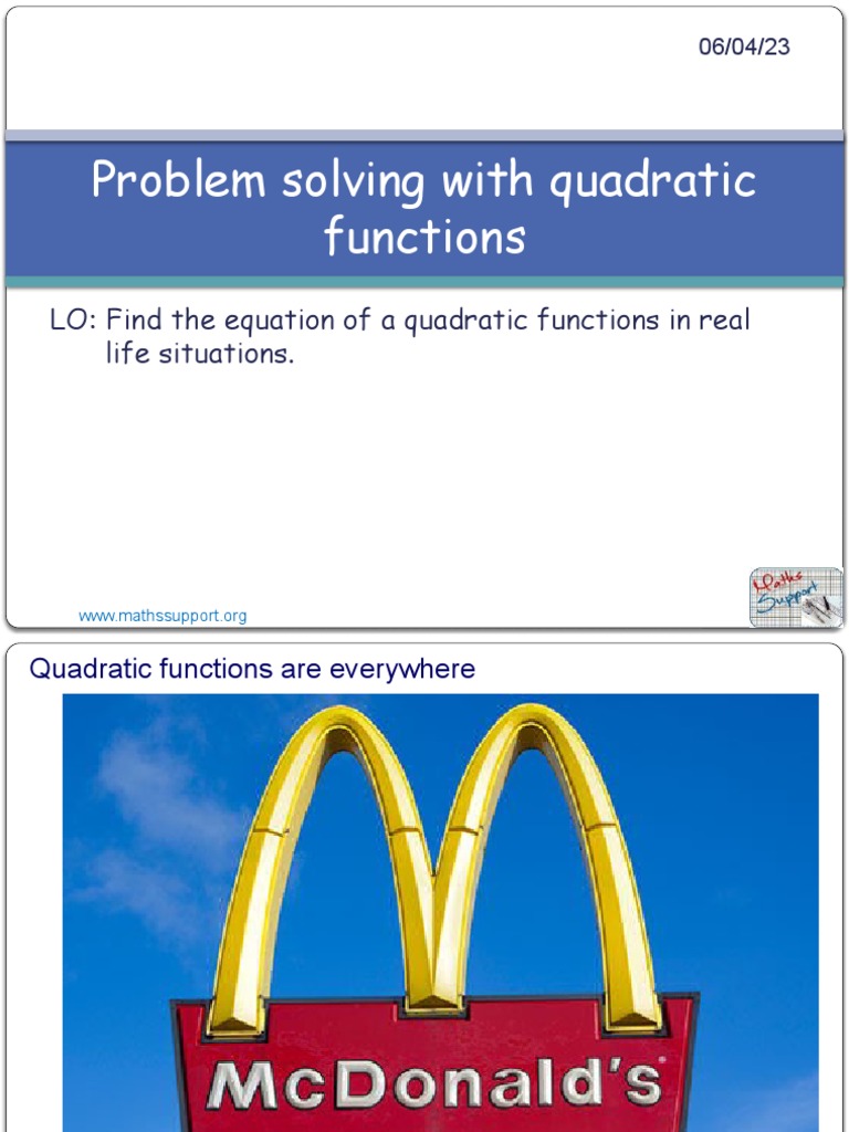Real-Life Applications of Quadratic Functions | PDF | Length | Area