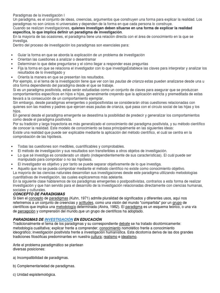 Paradigmas de la Investigación Educativa | PDF | Paradigma | Conocimiento