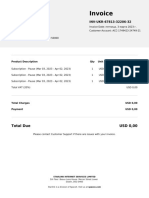 Invoice for Paused Subscription Services