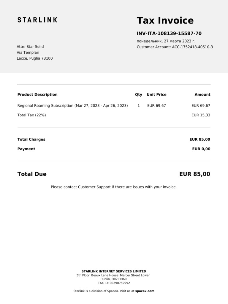 Invoice Total For Short