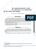 El de Yla de Del: Acuerdo Reestructuración Como Modalidad Concurso Revocación Deudor