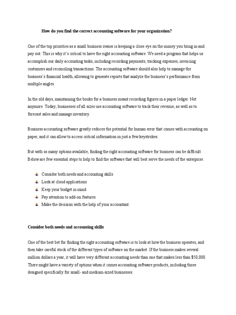 Choosing the Right Accounting Software | PDF