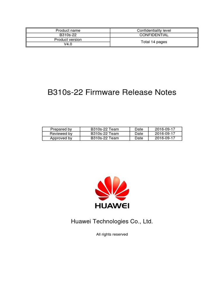 B310s-22 Firmware Release Notes V4.0 | PDF | Ieee 802.11 | Computer Network
