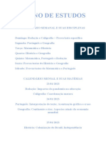 Plano de estudos e calendário escolar