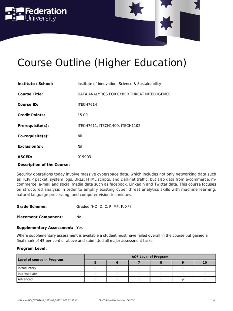 Itech7614 Data Analytics For Cyber Threat Intelligence | PDF | Computer ...