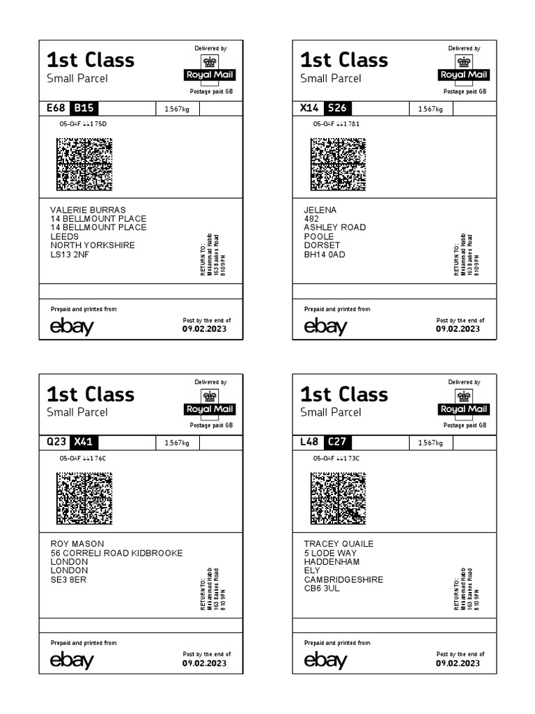 Royal Mail 1st Class Small Parcel Details | PDF