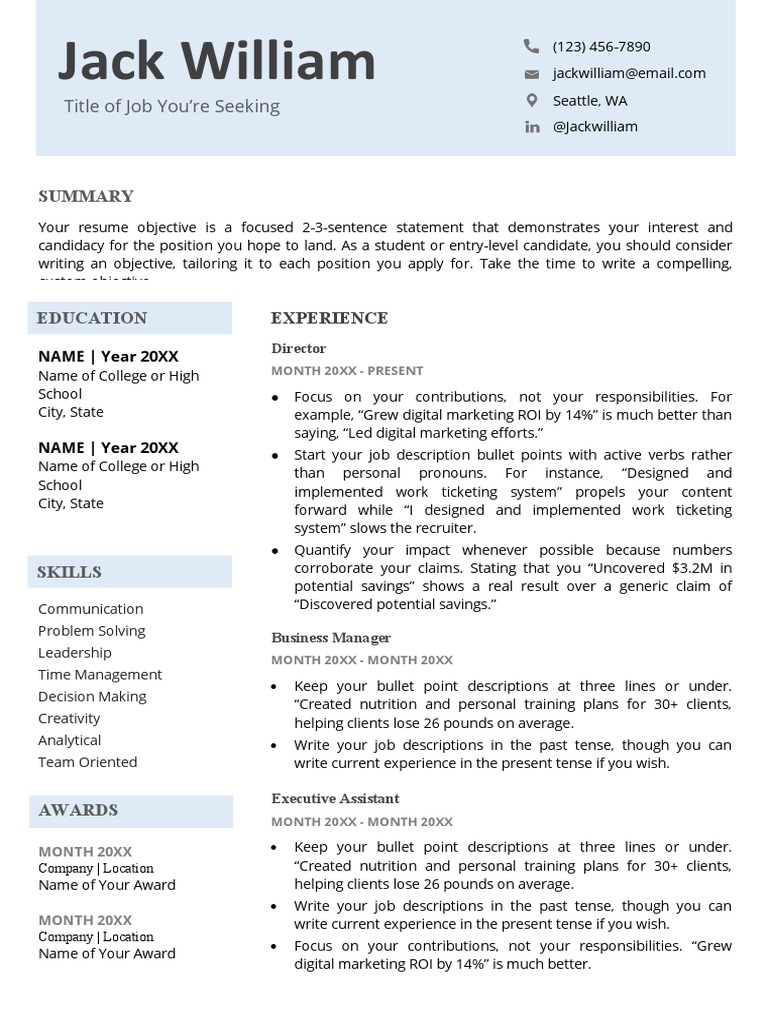 Easy Word Resume Template | PDF | Digital Marketing | Linguistics