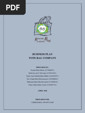 Business Plan Tote Bag Company