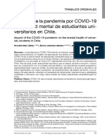 Impacto de La Pandemia Por COVID 19 en La Salud Mental de Estudiantes Universitarios en Chile
