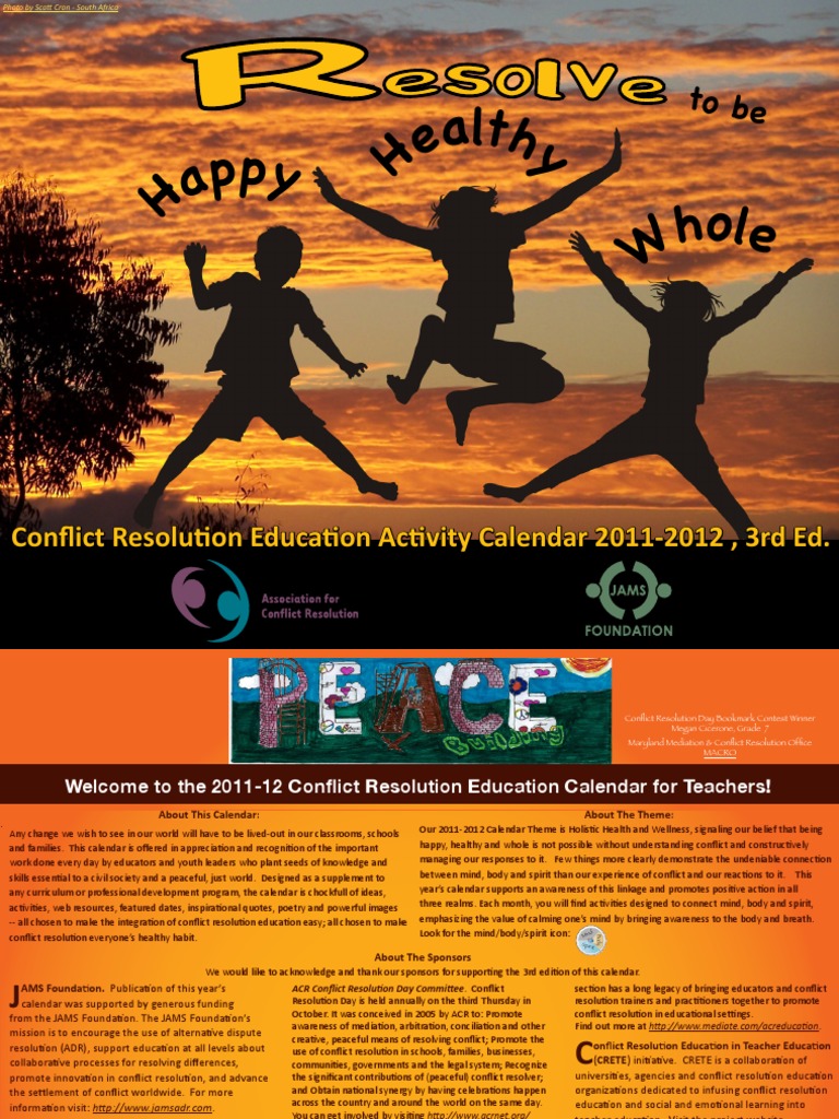 2011-2012 Conflict Resolution Calendar | PDF | Alternative Dispute ...