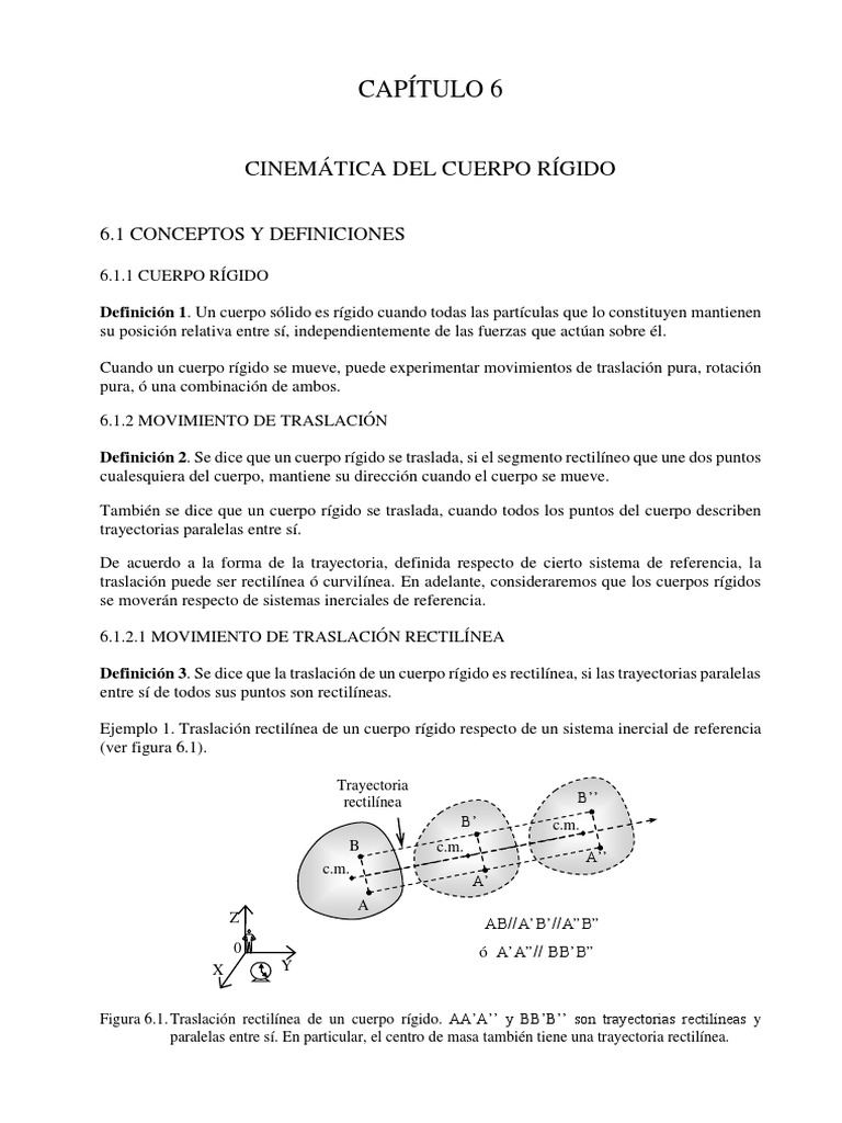 Capítulo 6: Cinemática Del Cuerpo Rígido | PDF | Rotación | Velocidad