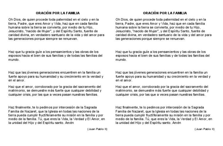 Oración por la Familia y Matrimonio | PDF | Intercesión | espíritu Santo