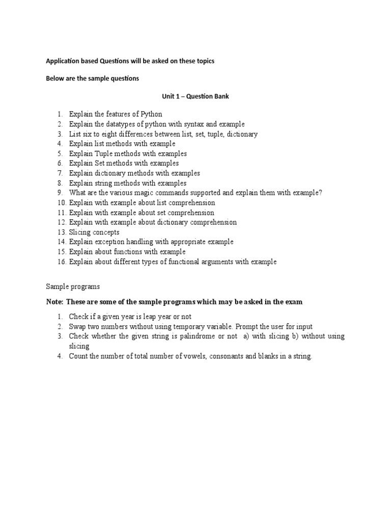 Python Application Questions & Examples | PDF