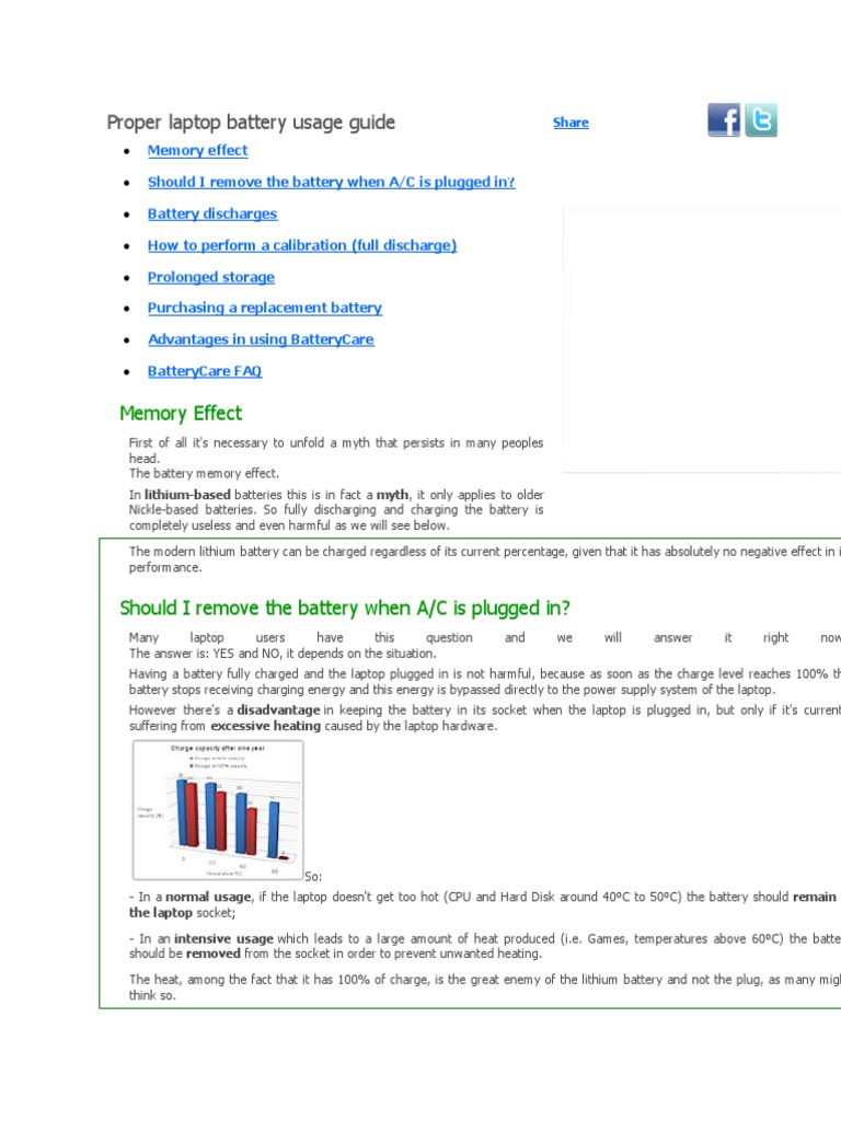 Laptop Battery Usage Tips Guide | PDF | Laptop | Lithium Ion Battery
