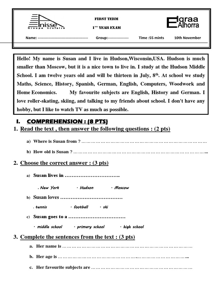Test 1 Model 3 English 1ac First Term | PDF | Language Mechanics ...