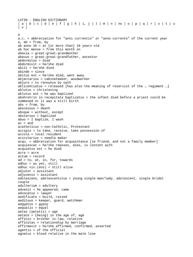 Latin English Dict PDF Cholera Edema