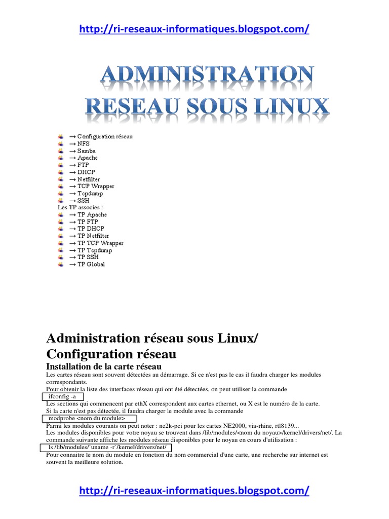 Administration réseau sous Linux | PDF | Apache HTTP Server | Internet