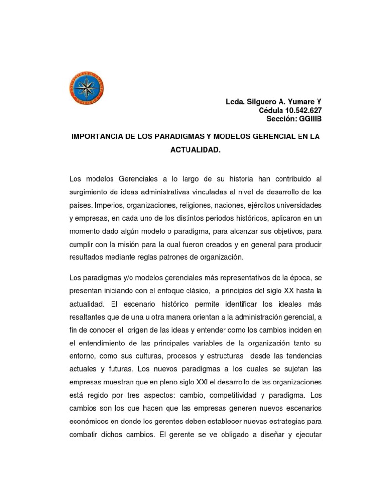 Paradigmas Gerenciales en la Actualidad | PDF | Paradigma | Mente