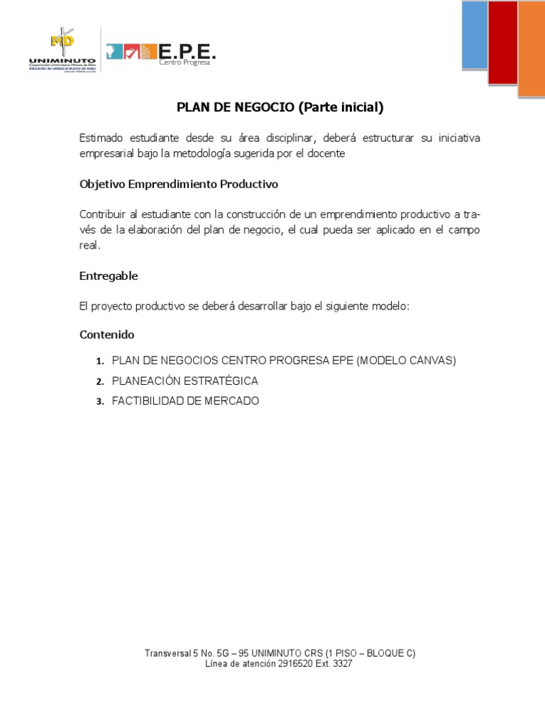 Estructura de un Plan de Negocio | PDF | Iniciativa empresarial ...