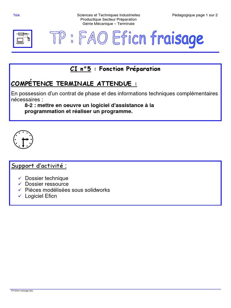 Programme CN pour fraisage ESR | PDF | Processus industriels | Métaux