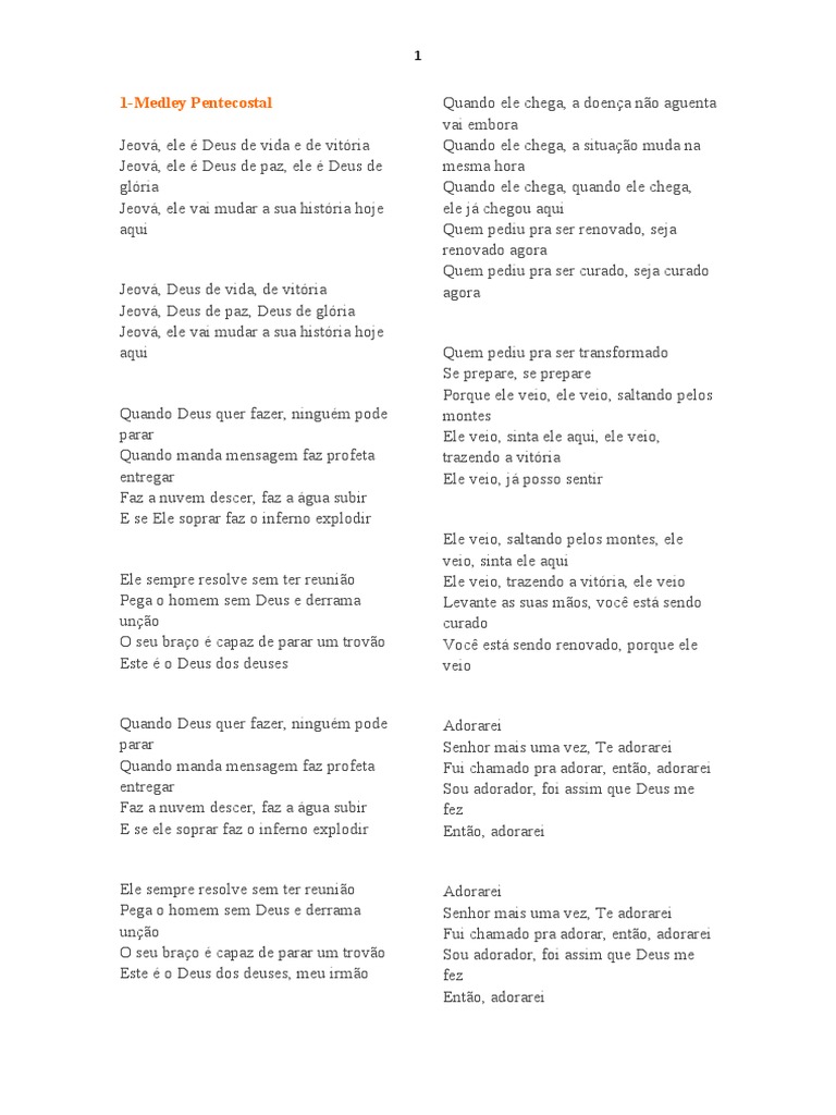 Medley Pentecostal Pdf Deus