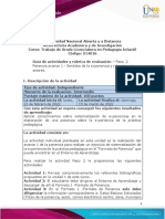 Guía de Actividades y Rúbrica de Evaluación - Unidad 1 - Paso 2 - Ponencia Avance 1 - Sentidos de La Experiencia y Relación Entre Actores