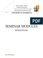 Modules For Investiture Seminar 1