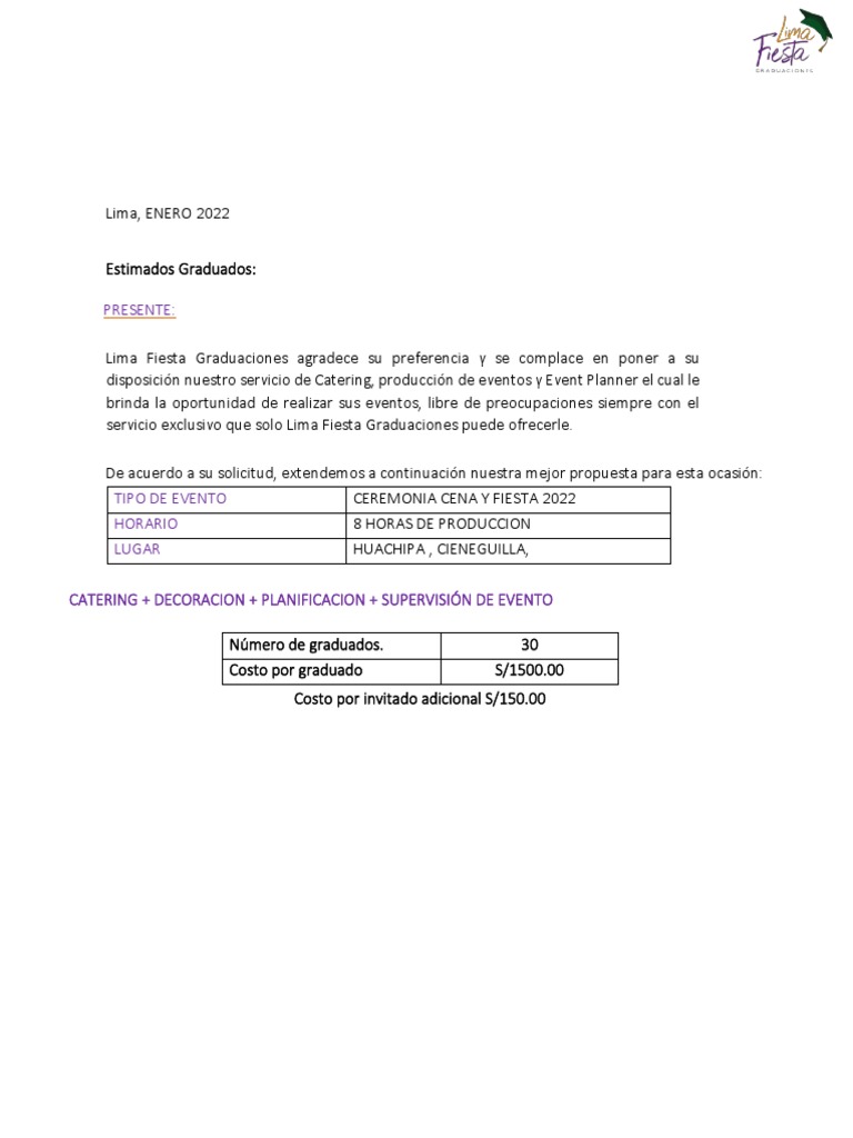 Propuesta de Catering para Graduaciones | PDF | Salsa | pesto