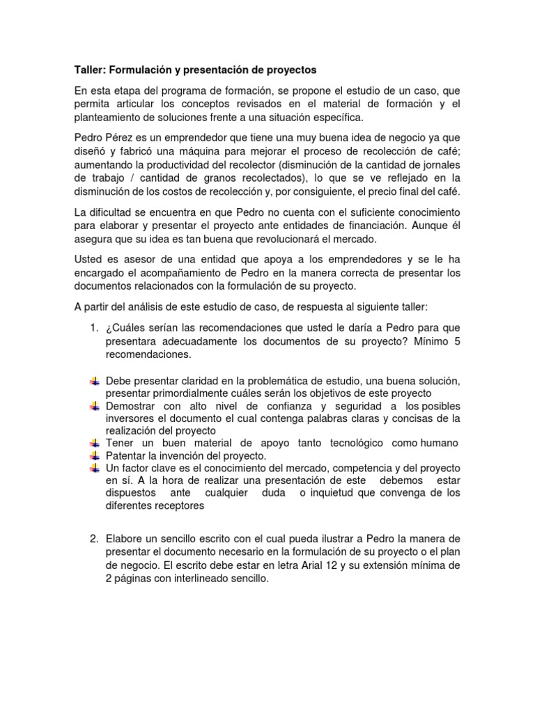 Taller de Proyectos para Emprendedores | PDF | café | Economias