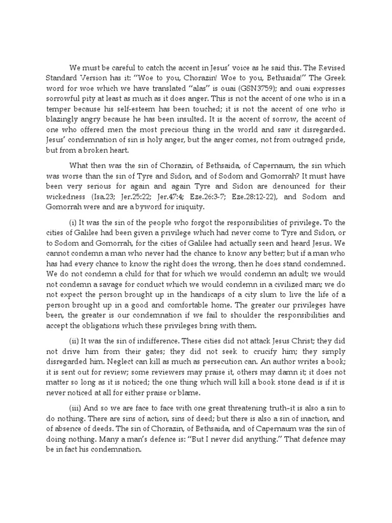 Tuesday of The 15TH Week in Ordinary Time PDF Sodom And Gomorrah