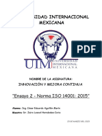 Universidad Internacional Mexicana: "Ensayo 2 - Norma ISO 14001: 2015"