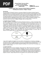 1st Year LMD S2 Lecture 1 Basic Concepts in Early Modern Linguistics Ferdinand de Saussure's Major Concepts