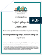 Human Trafficking Certificate - Behavioral Health