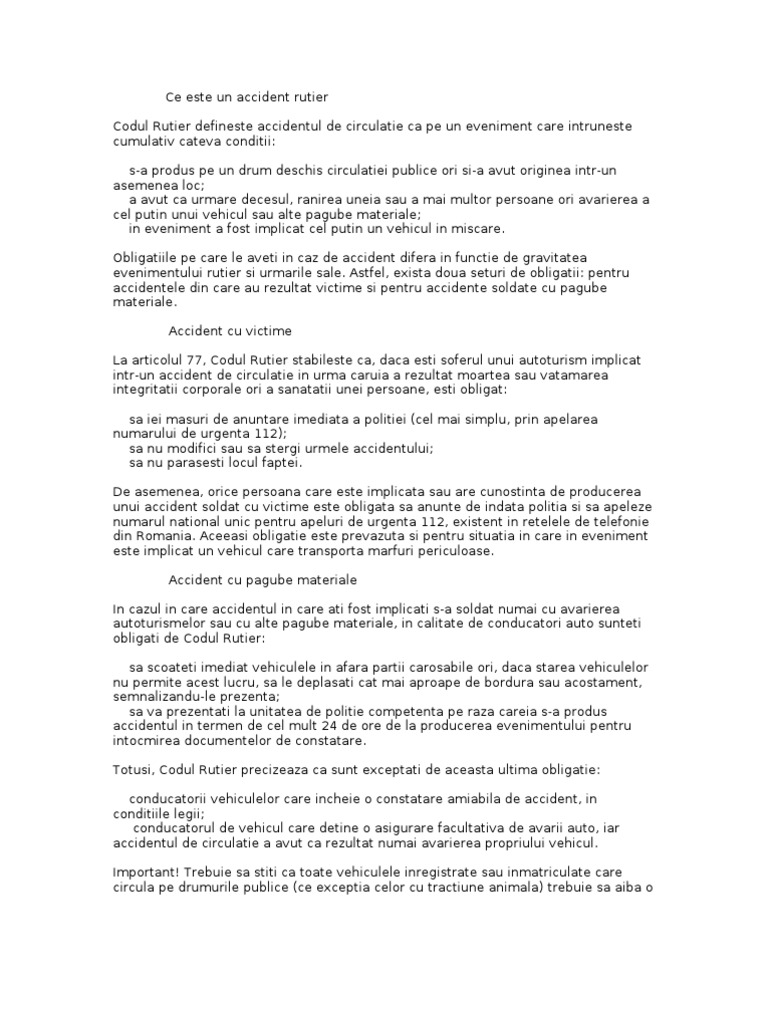 Ce Este Un Accident Rutier | PDF