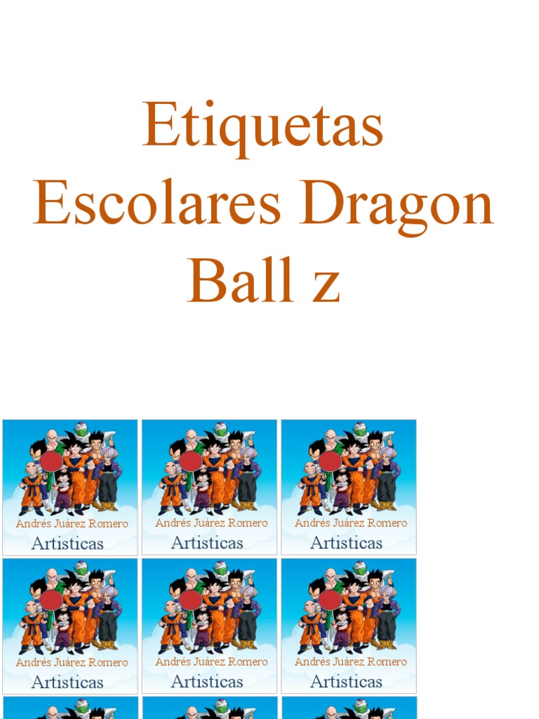 Etiquetas Escolares Dragon Ball Z | PDF