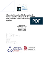 Character Education: The Formation of Virtues and Dispositions in 16-19 Year Olds With Particular Reference To The Religious and Spiritual