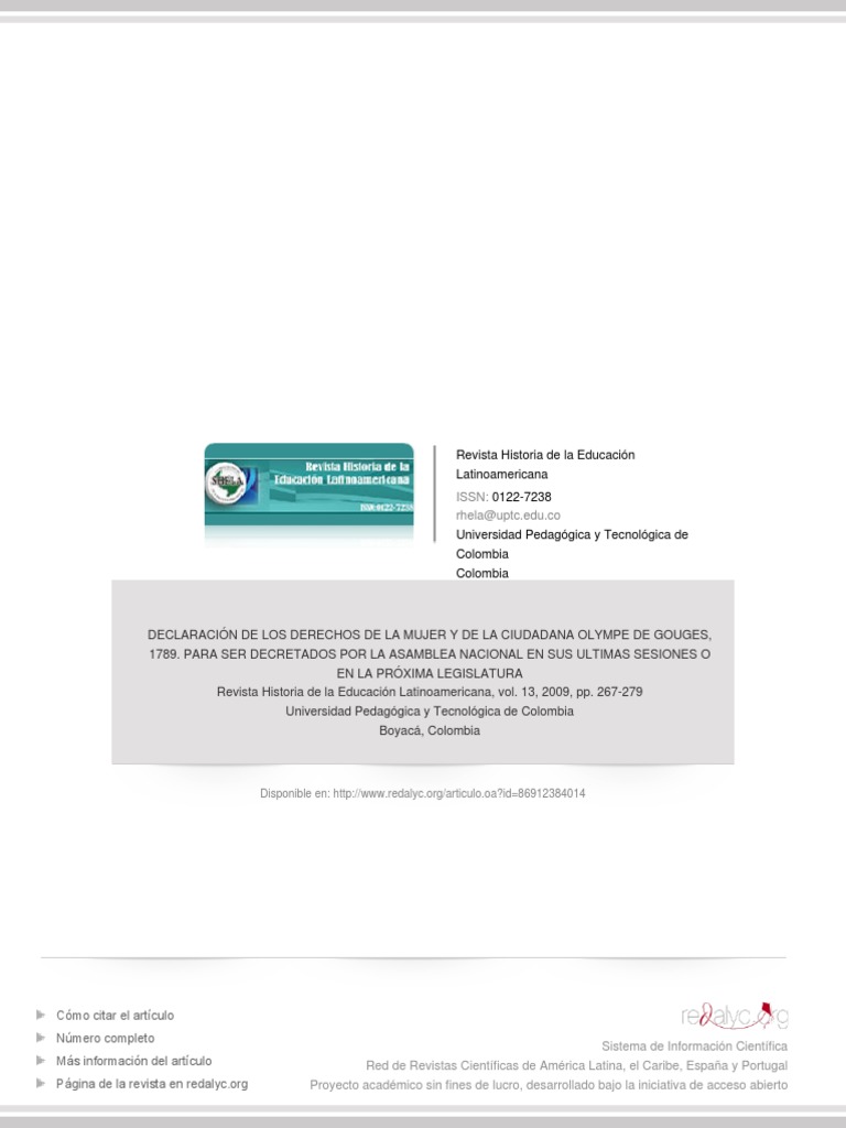 Olympe de Gouges Declaración Derechos Edit | PDF | Justicia | Crimen y ...