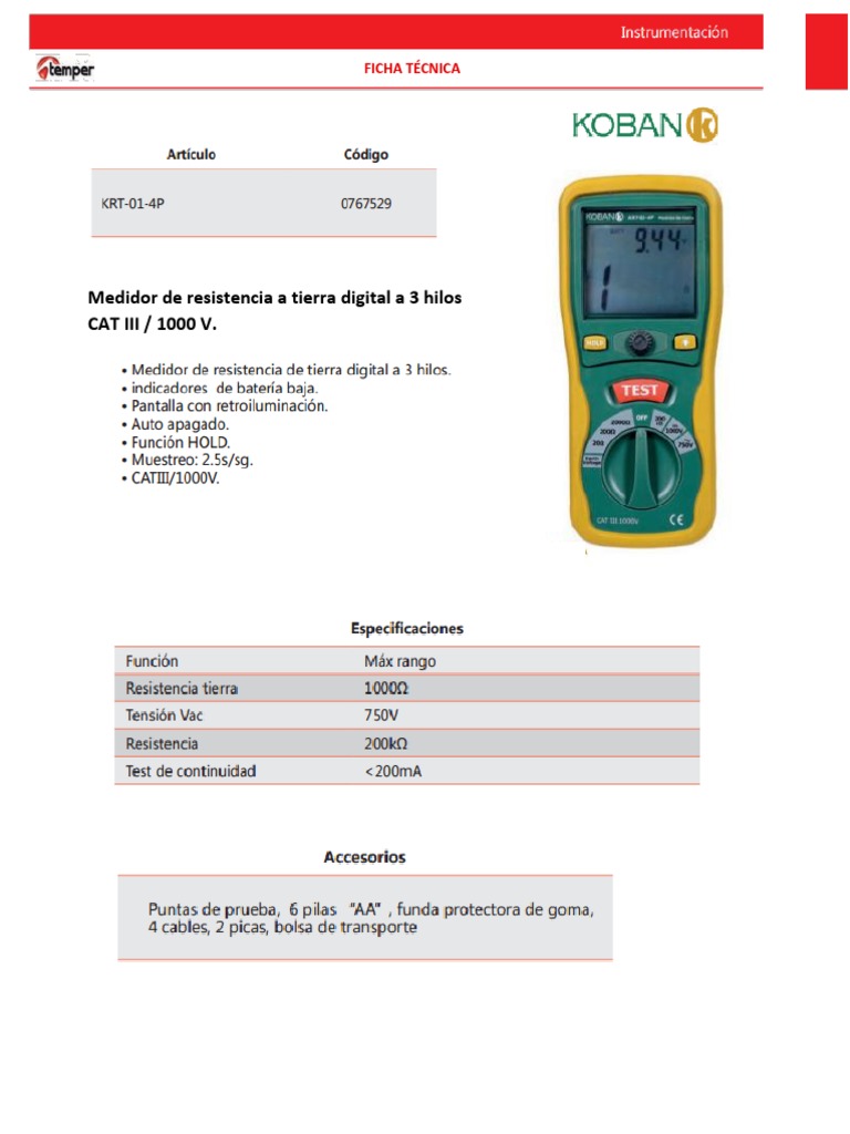 KRT-01 Especificaciones | PDF