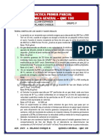 Practica Primer Parcial Quimica General - QMC 100: Docente: Ing. William Espinoza Auxiliar: Univ. Orlando Choque Grupo: F