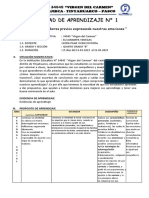 Unidad de Aprendizaje #1: "Recogemos Saberes Previos Expresando Nuestras Emociones "