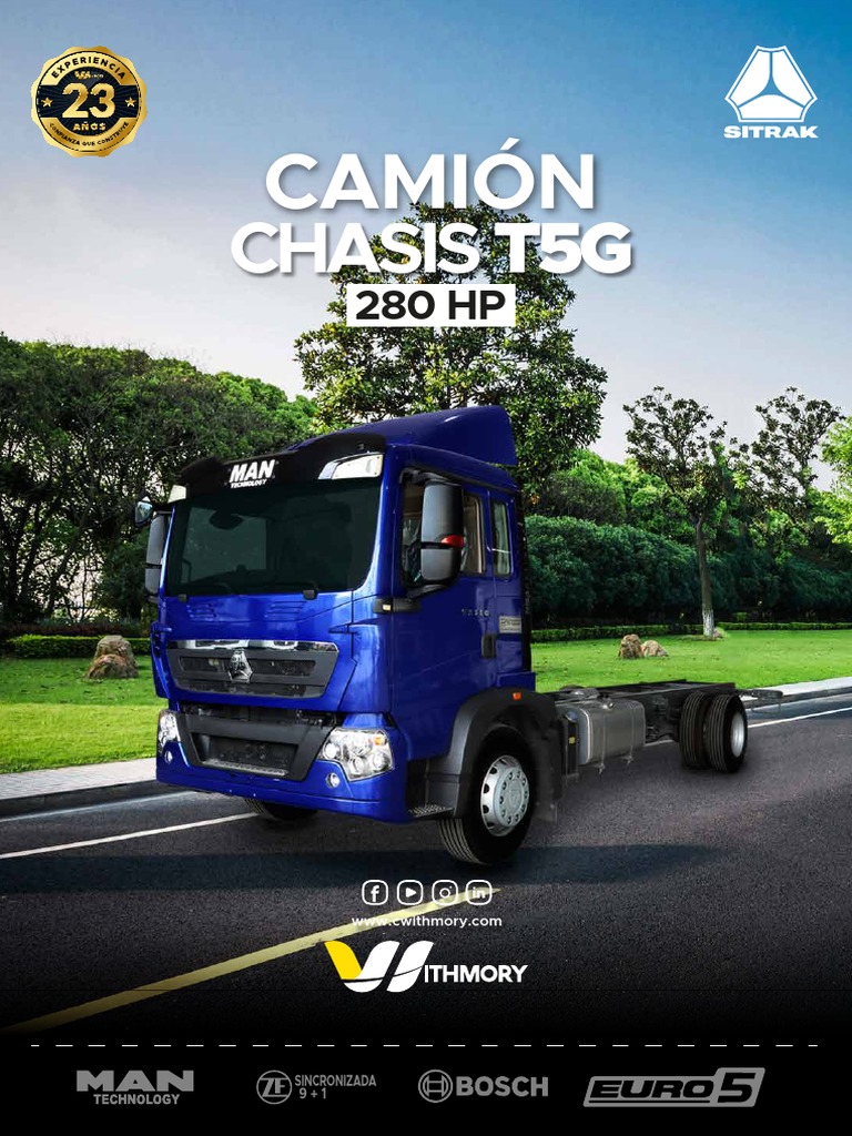 Camión Chasis T5G 280 HP Sinotruk | PDF | Eje | Camión