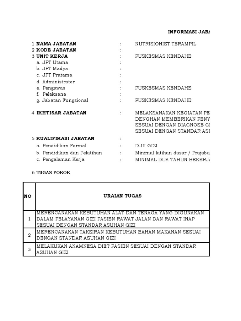 Nutrisionist Terampil di Puskesmas Kendah | PDF