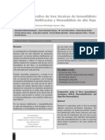 Estudio comparativo de tres técnicas de hemodiálisis