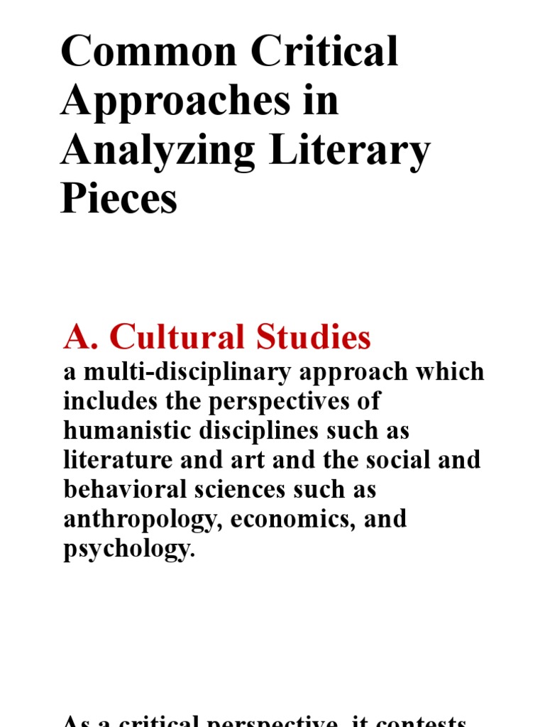 Critical Approaches in Literary Analysis | PDF | Marxism | Cultural Studies