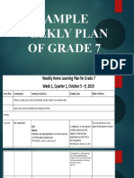 Sample Weekly Plan Grade 7