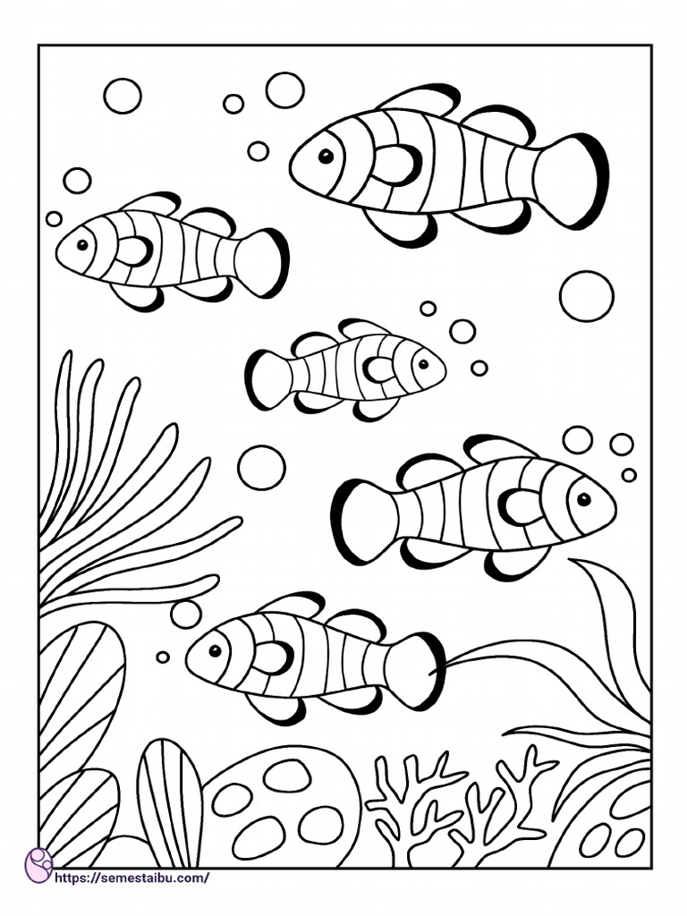 Gambar Mewarnai Ikan Badut  PDF