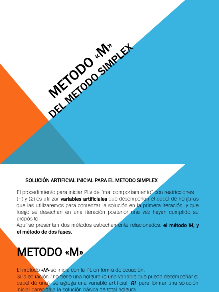 Método M Del Método Simplex | PDF | Programación de computadoras ...